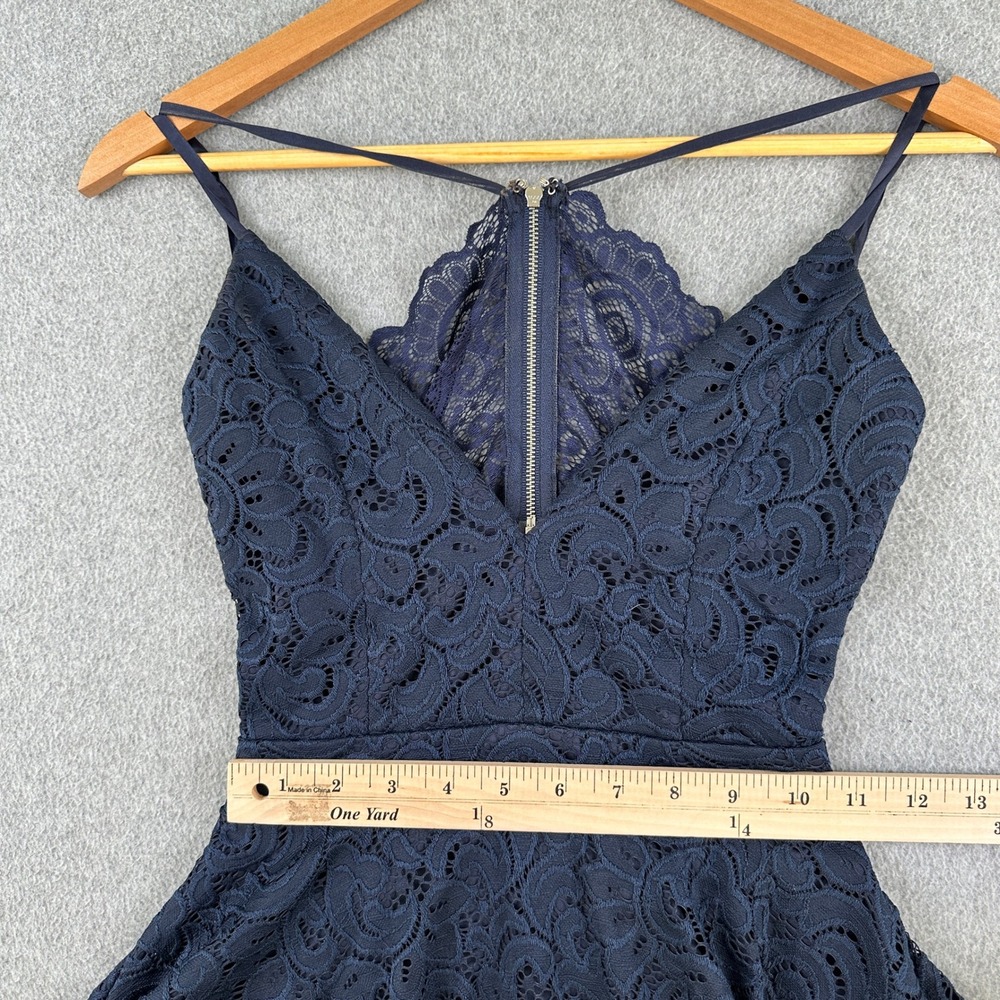 New Windsor Dress Women S Navy Lace Fit & Flare Sleeveless Open Back Mini - Picture 7 of 9